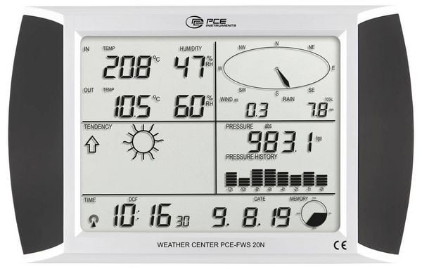 Produktbild: PCE Instruments Wetterstation PCE-FWS 20N |1 Touchscreen Display |Solarmodul |Vorhersage |Analyse Software |Funk uvm.