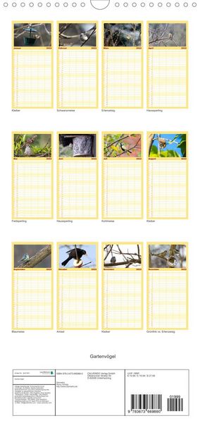 Produktbild: Familienplaner Gartenv&ouml;gel (Wandkalender 2022 , 21 cm x 45 cm, hoch)