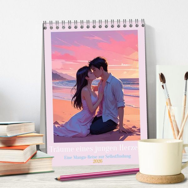 Produktbild: Tr&auml;ume eines jungen Herzens &ndash; Eine Manga-Reise zur Selbstfindung (Tischkalender 2026 DIN A5 hoch), CALVENDO Monatskalender
