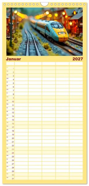 Produktbild: Familienplaner 2027 - Futuristische Modelleisenbahn mit 5 Spalten (Wandkalender, 21 x 45 cm) CALVENDO
