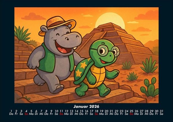 Produktbild: Sash & Taz - Abenteuer in Mexiko 2026 Fotokalender DIN A4