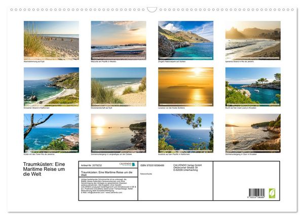 Produktbild: Traumk&uuml;sten: Eine Maritime Reise um die Welt (Wandkalender 2026 DIN A2 quer), CALVENDO Monatskalender
