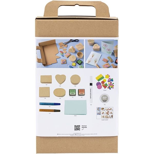 Produktbild: Creativ Company Kreativ Set Stempeldruck, Dekorierte Schachteln, Karten, Beige, Mittelgr&uuml;n, Mint, Rot transparent