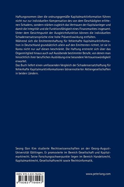 Produktbild: Schadensersatzhaftung f&uuml;r fehlerhafte Kapitalmarktinformationen b&ouml;rsennotierter Aktiengesellschaften nach dem deutschen und dem koreanischen Recht