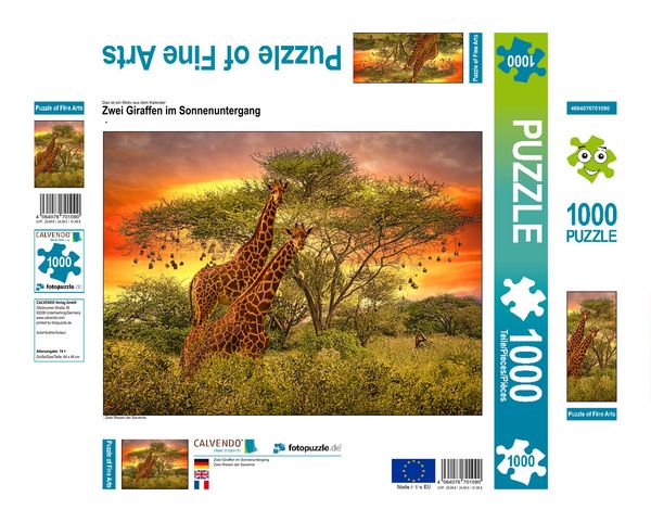 Produktbild: CALVENDO Puzzle Zwei Giraffen im Sonnenuntergang | 1000 Teile Lege-Gr&ouml;&szlig;e 64x48cm Foto-Puzzle f&uuml;r gl&uuml;ckliche Stunden