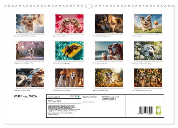 Produktbild: WUFF und WOW (Wandkalender 2027 DIN A3 quer), CALVENDO Monatskalender