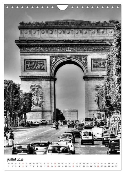 Produktbild: Paris noir blanc (Calendrier mural 2026 DIN A4 horizontal), CALVENDO calendrier mensuel