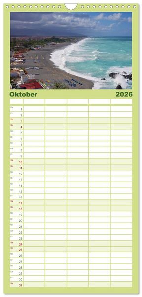 Produktbild: Familienplaner 2026 - Kalabrien mit 5 Spalten (Wandkalender, 21 x 45 cm) CALVENDO