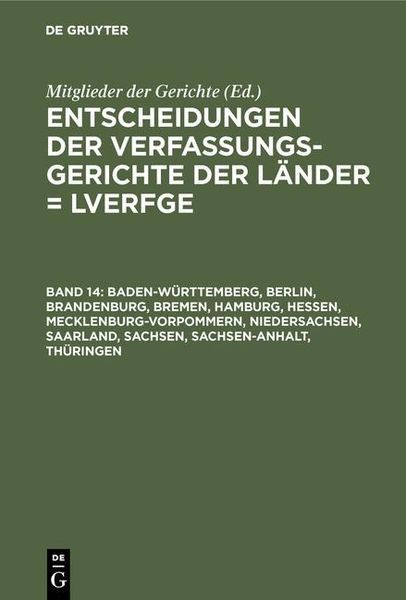 Produktbild: Baden-W&uuml;rttemberg, Berlin, Brandenburg, Bremen, Hamburg, Hessen, Mecklenburg-Vorpommern, Niedersachsen, Saarland, Sachsen, Sachsen-Anhalt, Th&uuml;ringen