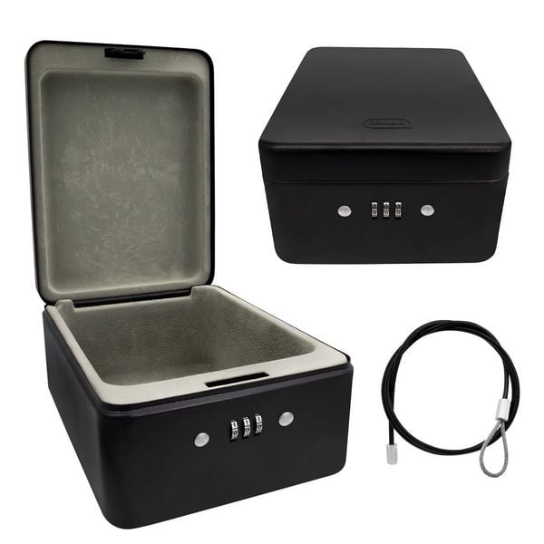 Produktbild: Idena Sicherheitsbox aus Metall mit Zahlenschloss schwarz 20x15x6cm