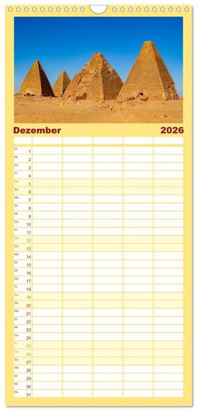 Produktbild: Familienplaner 2026 - Das Erbe der Pharaonen mit 5 Spalten (Wandkalender, 21 x 45 cm) CALVENDO