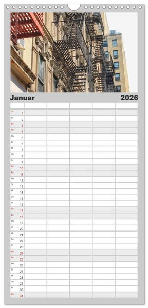 Produktbild: Familienplaner 2026 - Streets of New York - Zu Fu&szlig; durch die Metropole der Superlative mit 5 Spalten (Wandkalender, 21 x 45 cm) CALVENDO