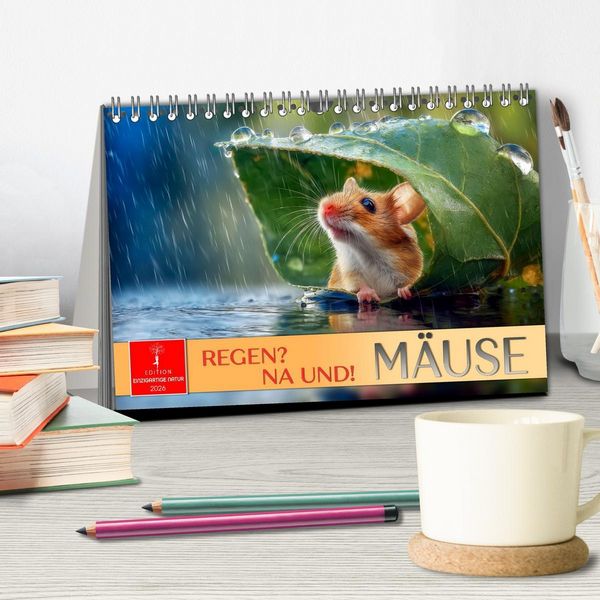 Produktbild: Regen? Na und! M&auml;use (Tischkalender 2026 DIN A5 quer), CALVENDO Monatskalender