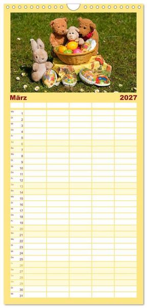 Produktbild: Familienplaner 2027 - Kunterbunte B&auml;renwelt - Teddys mit 5 Spalten (Wandkalender, 21 x 45 cm) CALVENDO