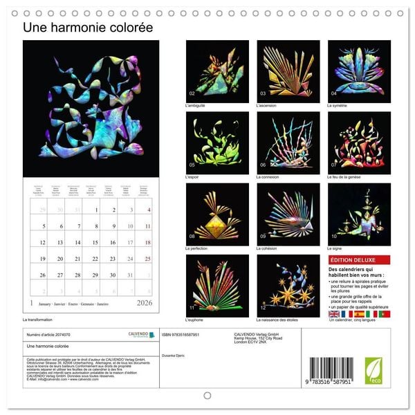 Produktbild: Une harmonie color&eacute;e (Calendrier mural carr&eacute; 2026 30x30 cm) Calendrier double avec une page pour vos prises de notes