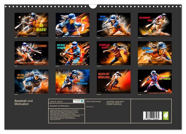 Produktbild: Baseball und Motivation (Wandkalender 2026 DIN A3 quer), CALVENDO Monatskalender