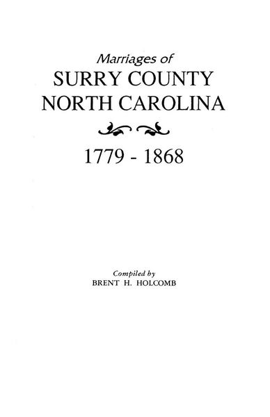 Produktbild: Marriages of Surry County, North Carolina 1779-1868