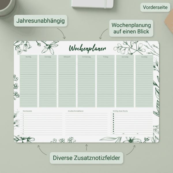 Produktbild: Schreibunterlage Design mit Wochenplan