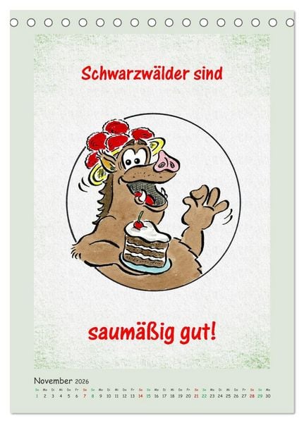 Produktbild: Bollenhut Cartoons (Tischkalender 2026 DIN A5 hoch), CALVENDO Monatskalender