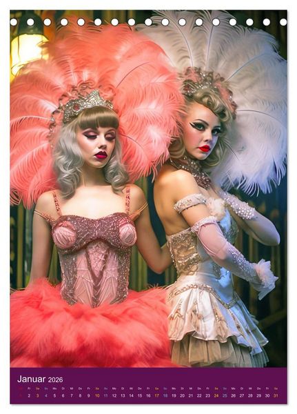 Produktbild: Burlesque T&auml;nzerinnen - Verf&uuml;hrerischer Tanz (Tischkalender 2026 DIN A5 hoch), CALVENDO Monatskalender