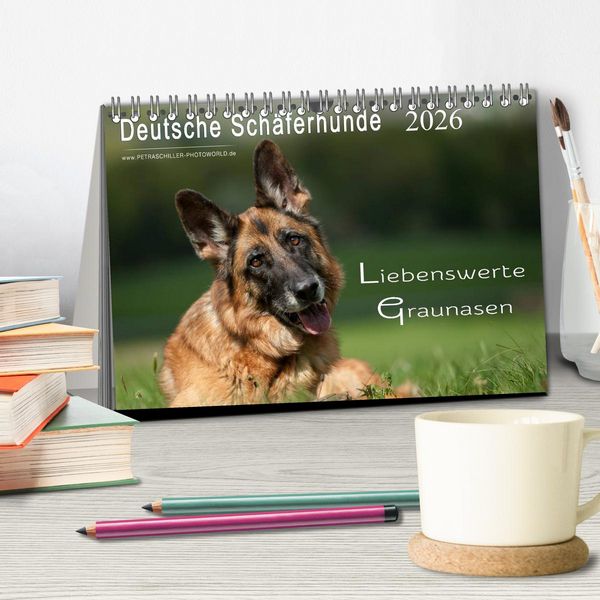 Produktbild: Deutsche Sch&auml;ferhunde - Liebenswerte Graunasen (Tischkalender 2026 DIN A5 quer), CALVENDO Monatskalender