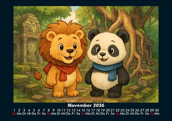 Produktbild: Buschi und Pippin - Abenteuer in Asien 2026 Fotokalender DIN A5
