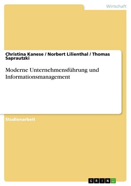 Produktbild: Moderne Unternehmensf&uuml;hrung und Informationsmanagement