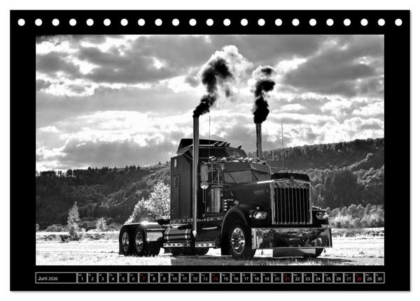 Produktbild: Kenworth W900A EXTHD - in schwarzwei&szlig; (Tischkalender 2026 DIN A5 quer), CALVENDO Monatskalender