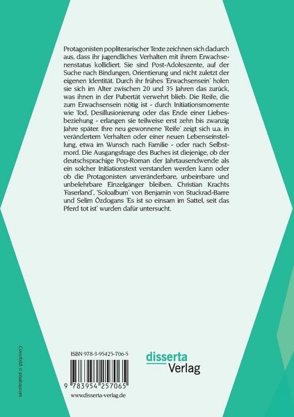 Produktbild: Erwachsenwerden im deutschen Pop-Roman: Der Reifeprozess der Protagonisten in Faserland, Soloalbum & Co