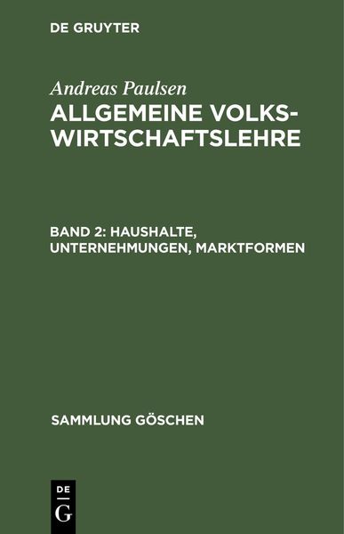 Produktbild: Haushalte, Unternehmungen, Marktformen