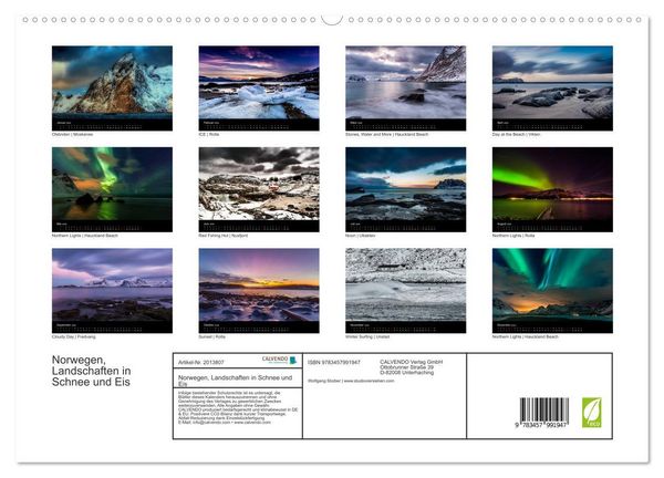 Produktbild: Norwegen, Landschaften in Schnee und Eis (hochwertiger Premium Wandkalender 2026 DIN A2 quer), Kunstdruck in Hochglanz