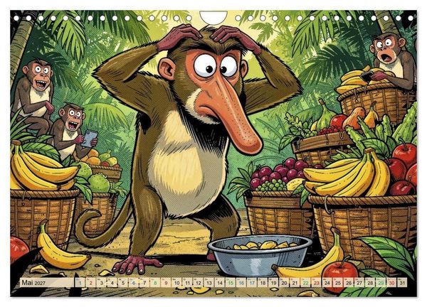 Produktbild: Lustige Nasenaffen - Comic (Wandkalender 2027 DIN A4 quer), CALVENDO Monatskalender