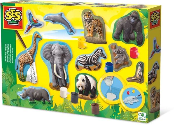 SES CREATIVE Gips- und Malset Relief Wilde Tiere