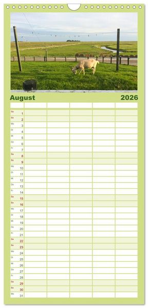 Produktbild: Familienplaner 2026 - Hallig Hooge - zwischen Himmel und Erde mit 5 Spalten (Wandkalender, 21 x 45 cm) CALVENDO