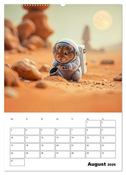 Produktbild: Space Hamster - Mit KI Hamster Astronauten im Weltall (Wandkalender 2026 DIN A2 hoch), CALVENDO Monatskalender