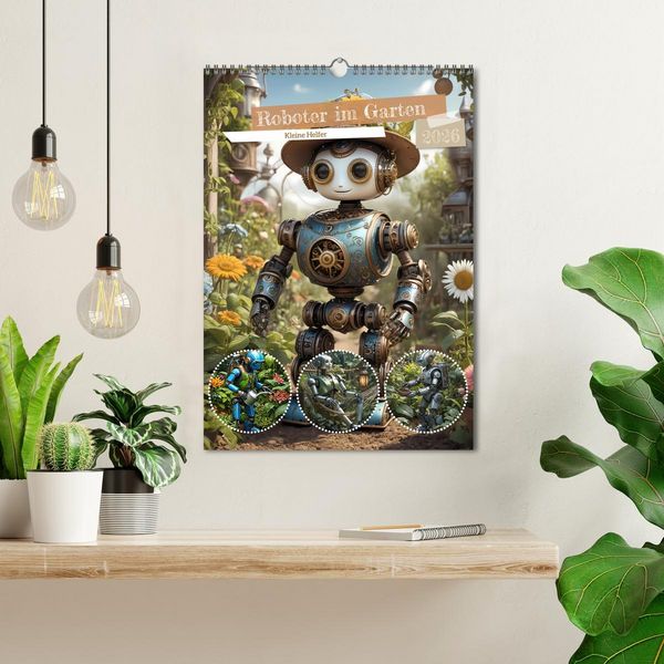 Produktbild: Roboter im Garten - Kleine Helfer (Wandkalender 2026 DIN A3 hoch), CALVENDO Monatskalender