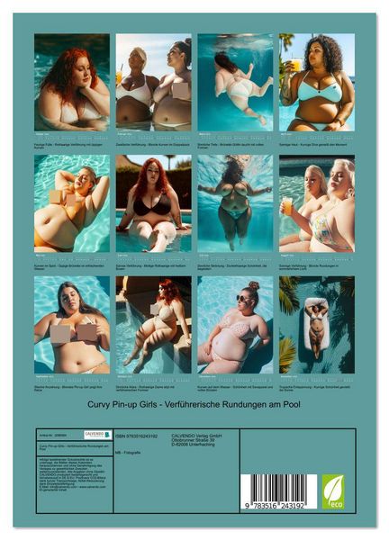 Produktbild: Curvy Pin-up Girls - Verf&uuml;hrerische Rundungen am Pool (Wandkalender 2026 DIN A4 hoch), CALVENDO Monatskalender