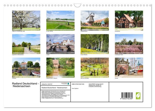 Produktbild: Radland Deutschland - Niedersachsen (Wandkalender 2027 DIN A3 quer), CALVENDO Monatskalender