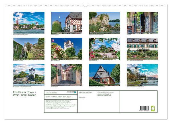 Produktbild: Eltville am Rhein - Wein, Sekt, Rosen (Wandkalender 2026 DIN A2 quer), CALVENDO Monatskalender