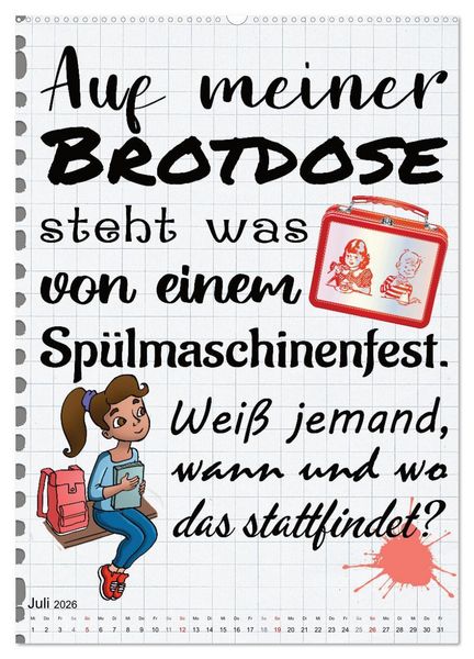 Produktbild: Sch&uuml;ler-Spr&uuml;che (Wandkalender 2026 DIN A2 hoch), CALVENDO Monatskalender