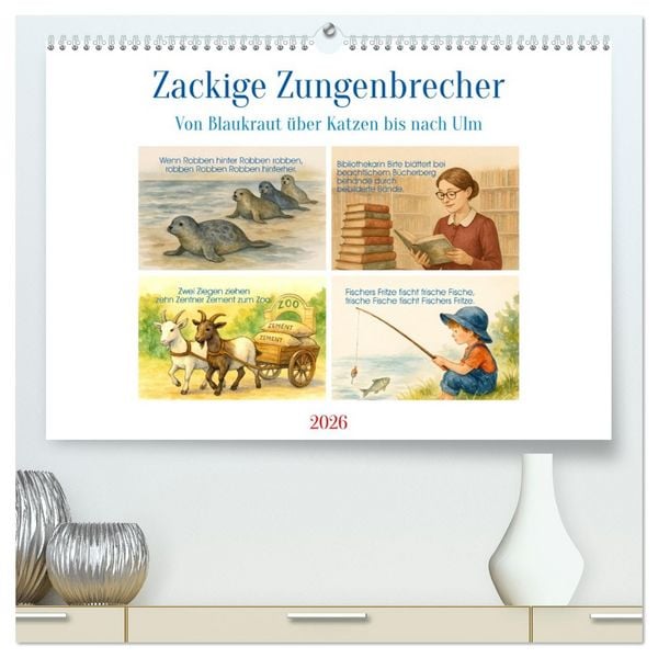 Produktbild: Zackige Zungenbrecher (hochwertiger Premium Wandkalender 2026 DIN A2 quer), Kunstdruck in Hochglanz