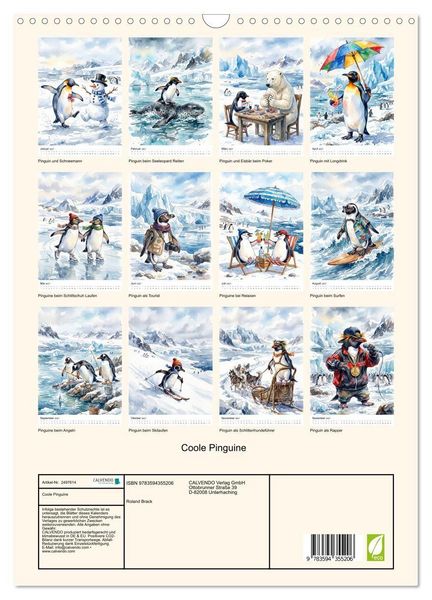Produktbild: Coole Pinguine (Wandkalender 2027 DIN A3 hoch), CALVENDO Monatskalender