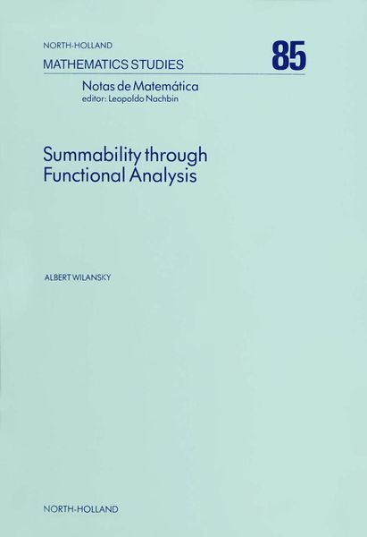 Produktbild: Summability Through Functional Analysis