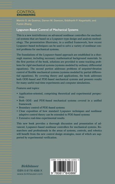 Produktbild: Lyapunov-Based Control of Mechanical Systems
