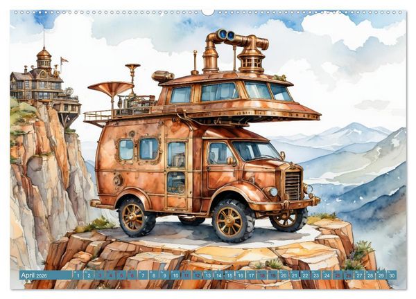 Produktbild: Steampunk Wohnmobile (Wandkalender 2026 DIN A2 quer), CALVENDO Monatskalender