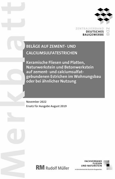 Produktbild: Merkblatt Bel&auml;ge auf Zement- und Calciumsulfatestrichen (PDF) 2022-11