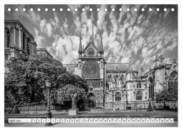 Produktbild: PARIS Monochrome Impressionen (Tischkalender 2026 DIN A5 quer), CALVENDO Monatskalender