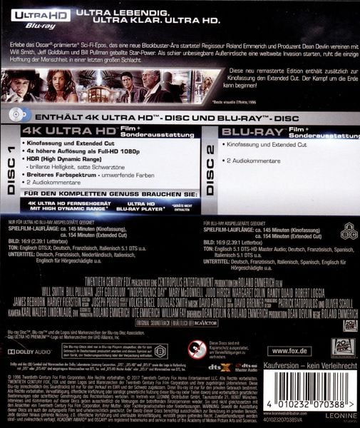 Produktbild: Independence Day (4K Ultra-HD) (+ Blu-ray)