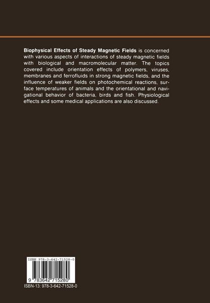 Produktbild: Biophysical Effects of Steady Magnetic Fields