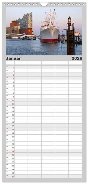 Produktbild: Familienplaner 2026 - Urbane Impressionen: Hansestadt Hamburg - Tor zur Welt mit 5 Spalten (Wandkalender, 21 x 45 cm) CALVENDO